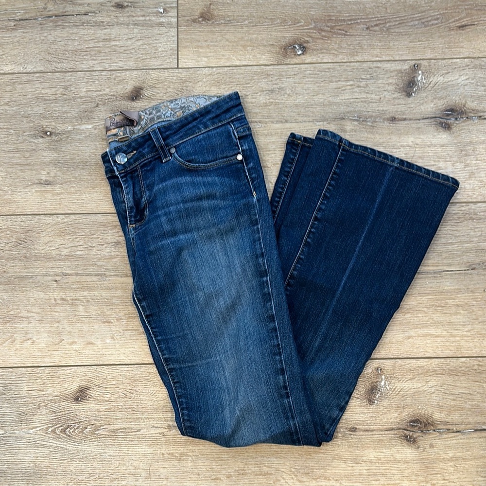 PAIGE Blue Flare Wide Leg Denim